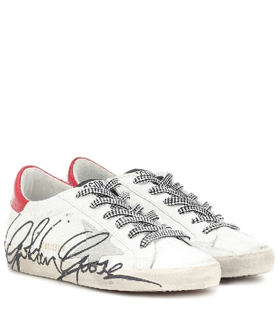 Shop Golden Goose Super-star Patent Leather Sneakers In White Patent Crack-ice Star