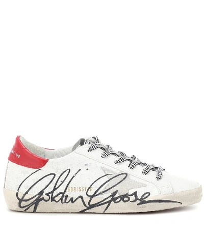 Shop Golden Goose Super-star Patent Leather Sneakers In White Patent Crack-ice Star