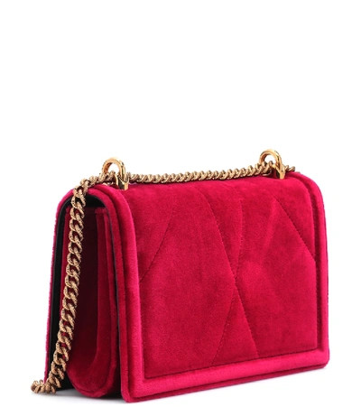 Shop Dolce & Gabbana Devotion Medium Velvet Shoulder Bag In Red