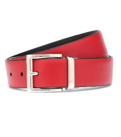 Shop Prada Leather Belt In Red