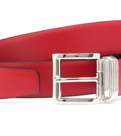 Shop Prada Leather Belt In Red