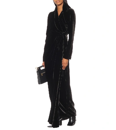 Shop Rick Owens Velvet Wrap Gown In Black