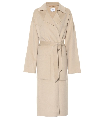 Shop Nanushka Alamo Wool And Silk Coat In Beige