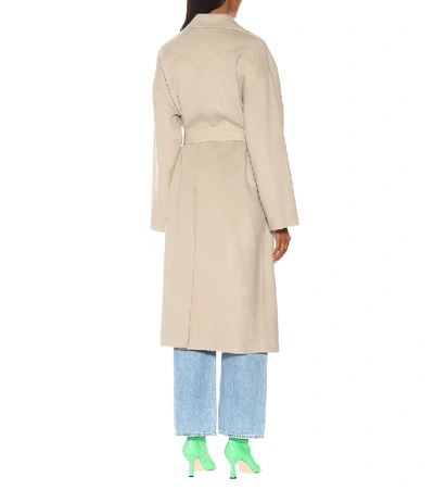 Shop Nanushka Alamo Wool And Silk Coat In Beige