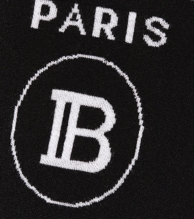 Shop Balmain Logo Wool And Cashmere Sweater In Black