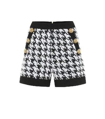 Shop Balmain Houndstooth Tweed Shorts In Multicoloured