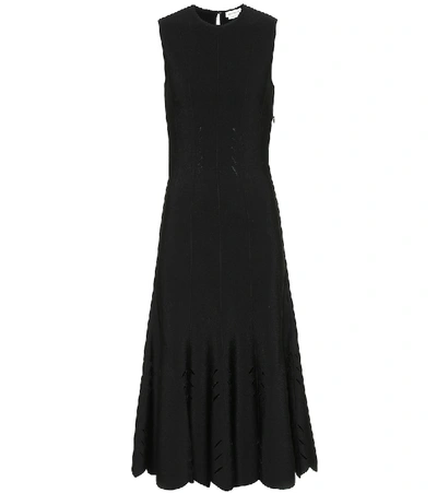 Shop Alexander Mcqueen Ribbed-knit Midi Dress In Black