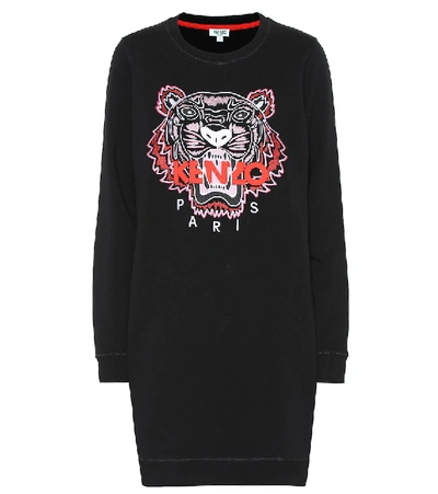 Shop Kenzo Tiger Logo Cotton Sweater Dress In Black