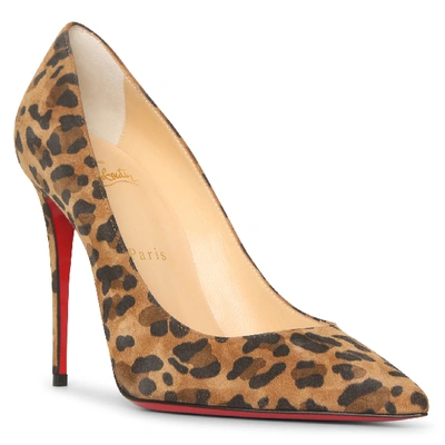 Shop Christian Louboutin Kate 100 Suede Leopard Pumps In Brown