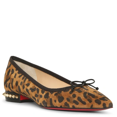 Shop Christian Louboutin Hall Leopard Suede Flats In Brown