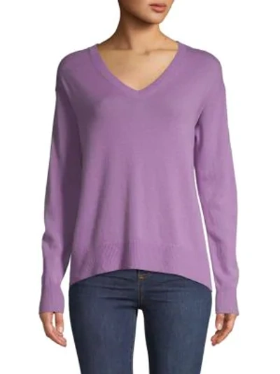 Shop Vince V-neck Wool & Cashmere Blend Sweater In Lilac
