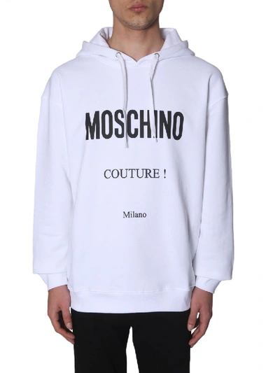Shop Moschino Couture Hooded Sweatshirt In White
