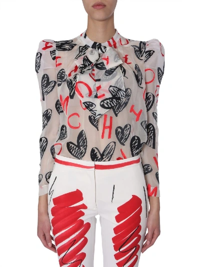 Shop Moschino Devoré Printed Blouse In Multi