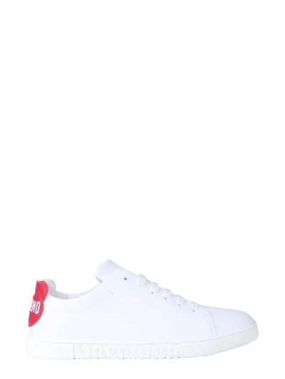 Shop Moschino Teddy Patch Logo Sneakers In White