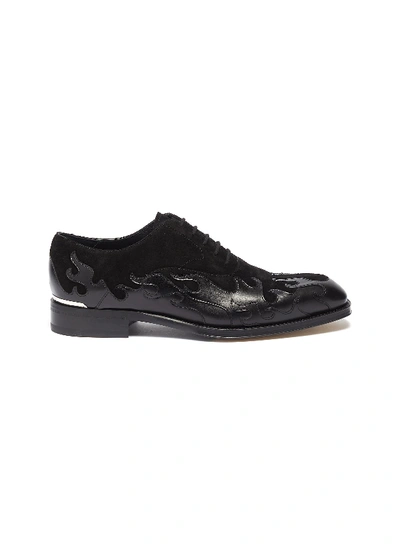 Shop Alexander Mcqueen Flame Patchwork Leather And Suede Oxfords
