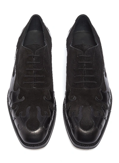 Shop Alexander Mcqueen Flame Patchwork Leather And Suede Oxfords