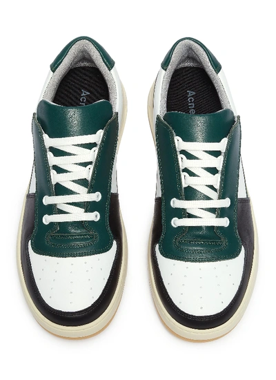 Shop Acne Studios 'perey' Patchwork Colourblock Sneakers In Green / Multi-colour