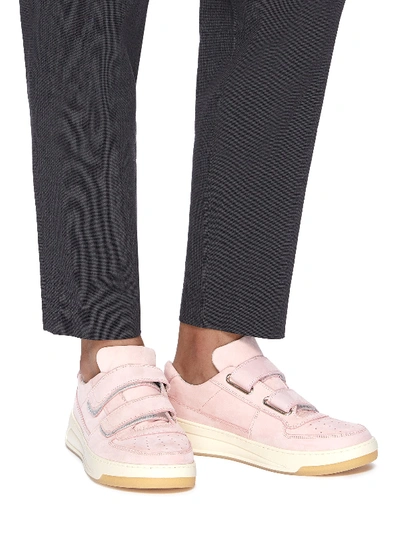 Shop Acne Studios Nubuk Leather Textile Hook-and-loop Sneakers In Pink