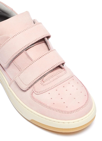 Shop Acne Studios Nubuk Leather Textile Hook-and-loop Sneakers In Pink