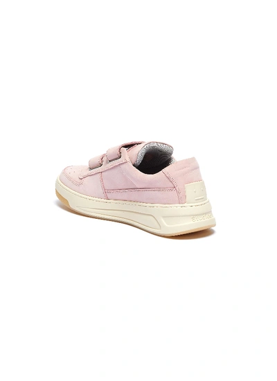 Shop Acne Studios Nubuk Leather Textile Hook-and-loop Sneakers In Pink