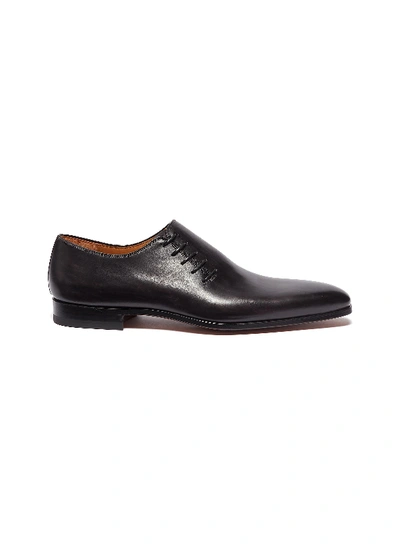 Shop Magnanni Slant Lace-up Leather Oxfords In Grey