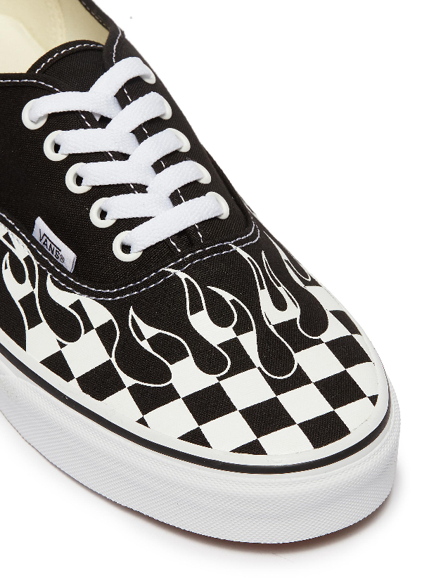 checkered vans with flames