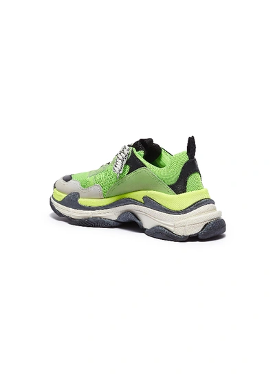 Shop Balenciaga 'triple S' Stack Midsole Mesh Sneakers In Vert Fluo / Noir