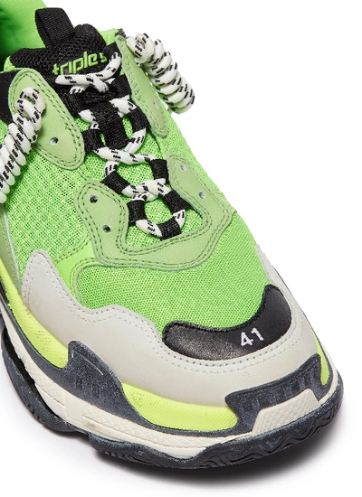 Shop Balenciaga 'triple S' Stack Midsole Mesh Sneakers In Vert Fluo / Noir