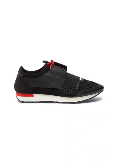 Shop Balenciaga 'race Runner' Mixed Panel Sneakers In Black