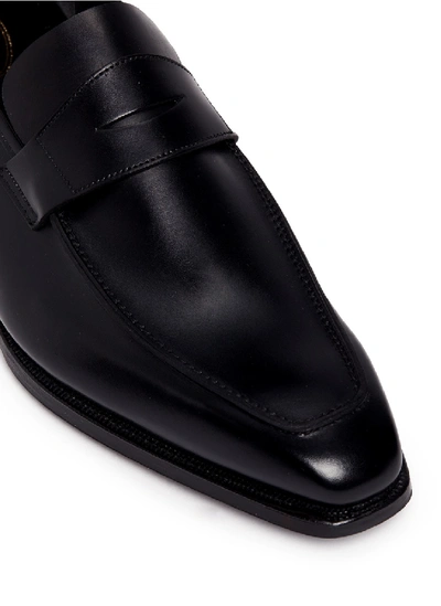 Shop George Cleverley 'george' Leather Penny Loafers In Black