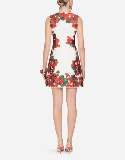 Shop Dolce & Gabbana Short Portofino-print Mikado Dress In Floral Print