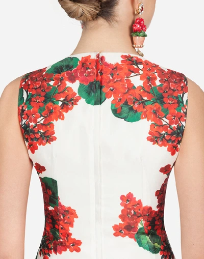 Shop Dolce & Gabbana Short Portofino-print Mikado Dress In Floral Print