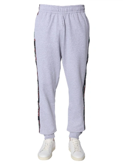Shop Moschino Logo Band Sweatpants In Grey
