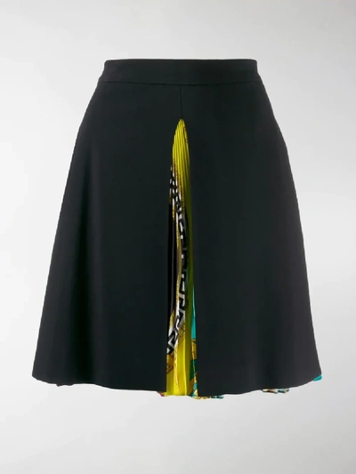 Shop Versace Baroque Print Pleated Skirt In Black