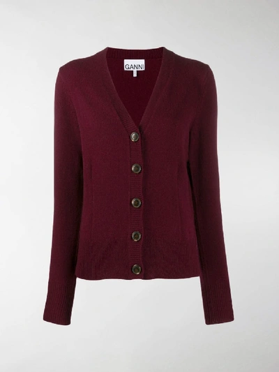 Shop Ganni Knit Cardigan In Red