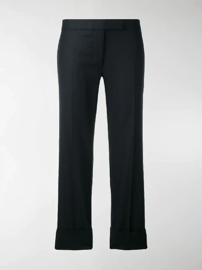 Shop Thom Browne Rwb-trim Cropped Trousers In Blue