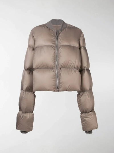 Shop Rick Owens Cropped Duvet Puffer Jacket In Grey