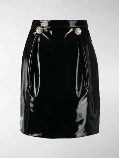 Shop Versace Embossed-buttons Mini Skirt In Black