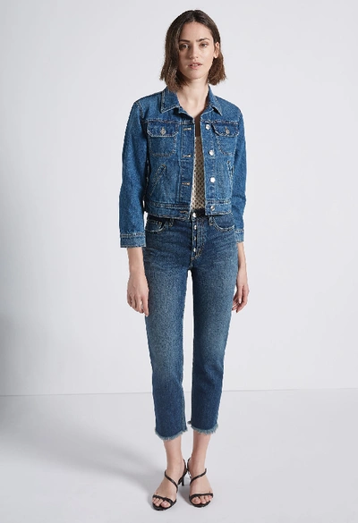 Shop Current Elliott The Exposed Fly Vintage Cropped Slim Jean In Bermuda