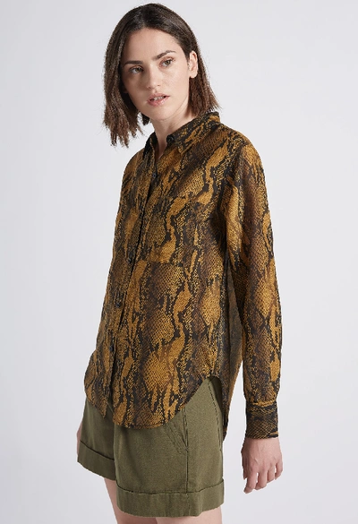 Shop Current Elliott The Neal Shirt In Bronze Brown Python
