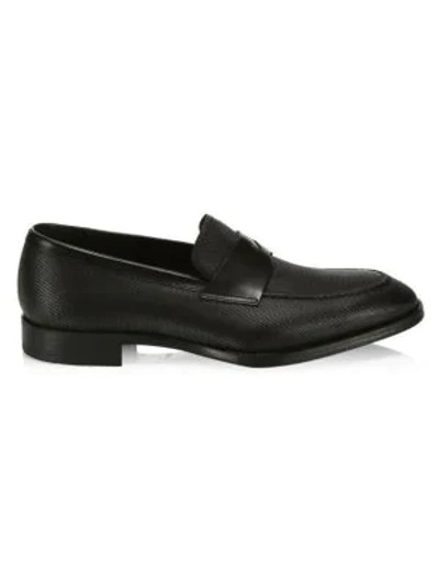 Shop Giorgio Armani Footwear Textured Loafers In Black