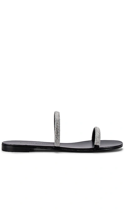 Shop Giuseppe Zanotti Crystal Slide In Kanda Per Ricamo Nero