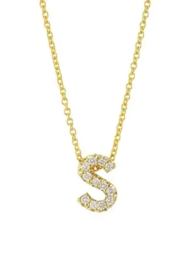 Shop Roberto Coin Women's Tiny Treasures Diamond & 18k Yellow Gold Letter S Pendant Necklace In Initial S