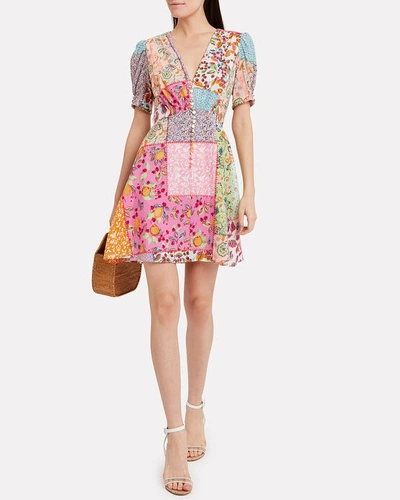 Shop Saloni Lea Patchwork Dress In Floral/patchwork