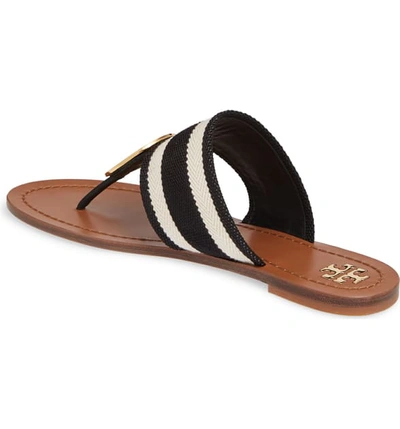 Shop Tory Burch Patos Sandal In Black White Stripe/ Royal Tan