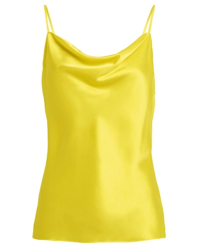 Shop L Agence Kay Silk Cowl Neck Camisole In Yellow