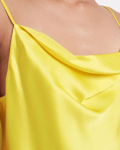 Shop L Agence Kay Silk Cowl Neck Camisole In Yellow