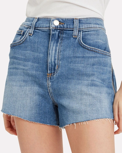 Shop L Agence Ryland Zipper-accented Denim Shorts