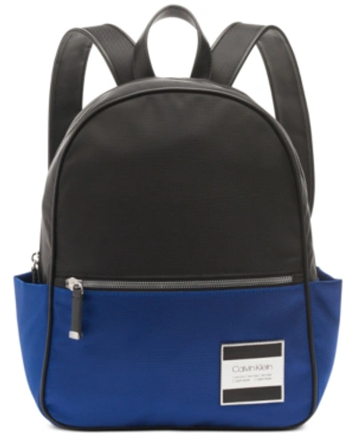 Shop Calvin Klein Kelly Backpack In Black/retro Blue/silver