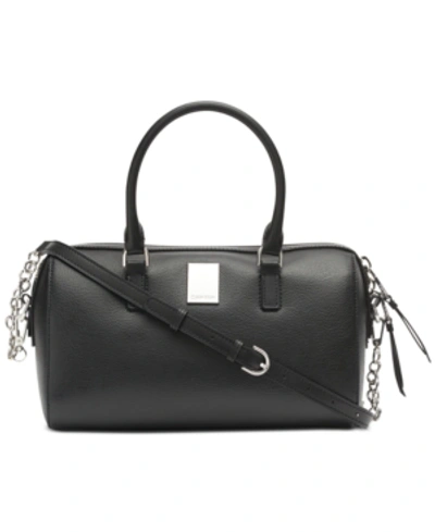Shop Calvin Klein Tonya Satchel In Black/silver